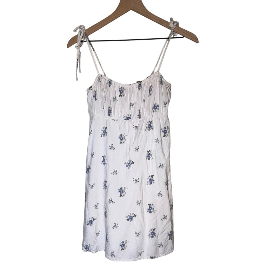 HOLLISTER Y2K cottage core milk maid floral lightweight tie strap mini dress S
